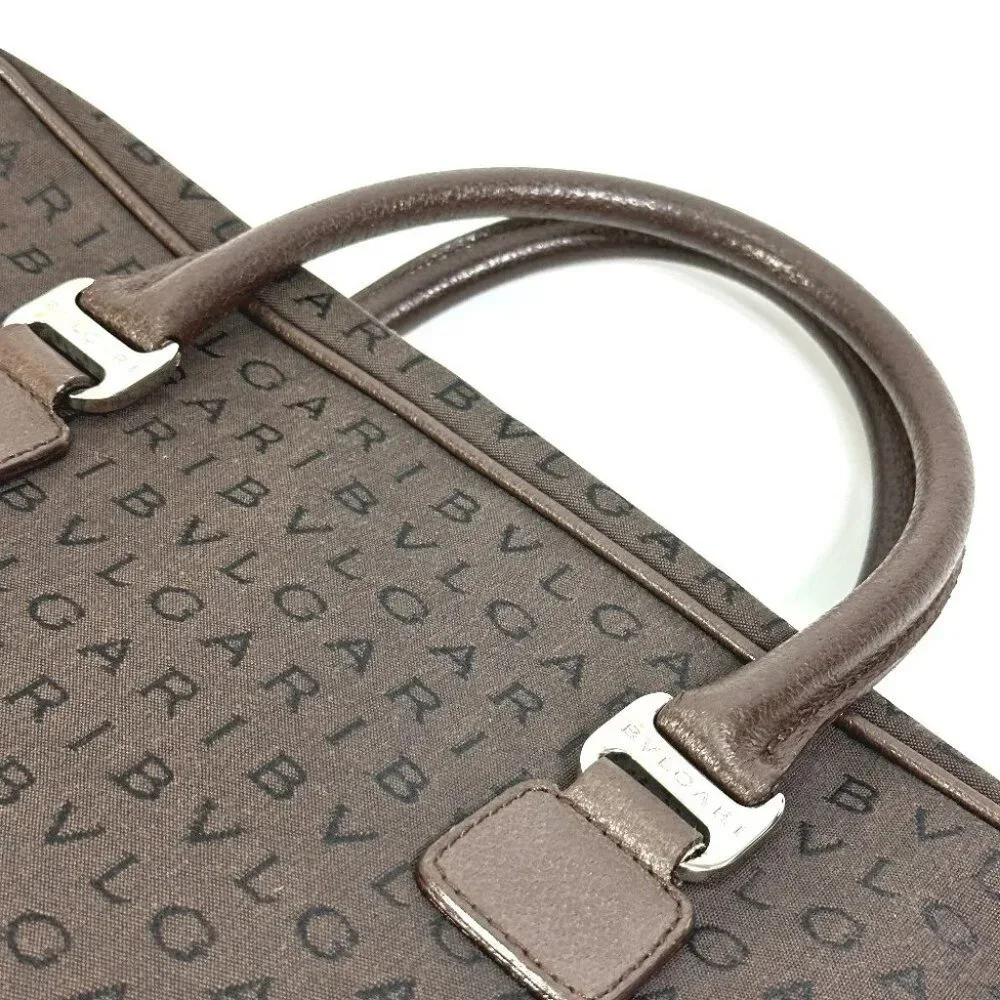 BVLGARI Hand Bag Logo mania briefcase bag Business bag Canvas Brown/Orange